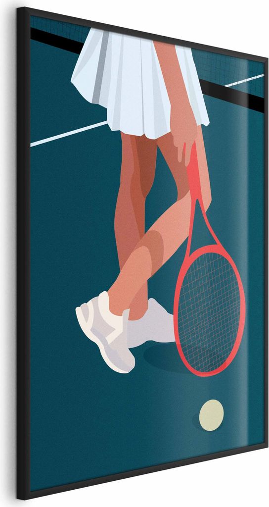 Posterpapier Poster - Tennis Player with a Red Racket on the Court - Illustration 40x60 cm Abstrakt i-A-10037-ao-a