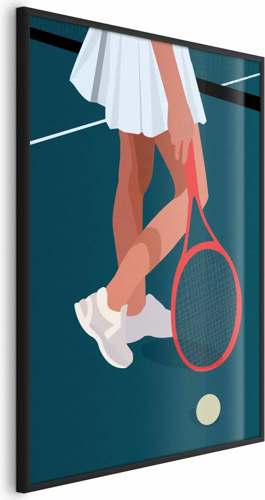 Poster di tennista 60x90 cm con cornice nera senza margine