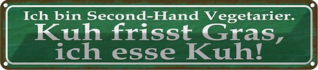 vianmo Blechschild 10x46 cm ich bin Second-Hand Vegatarier Spruch Zitat
