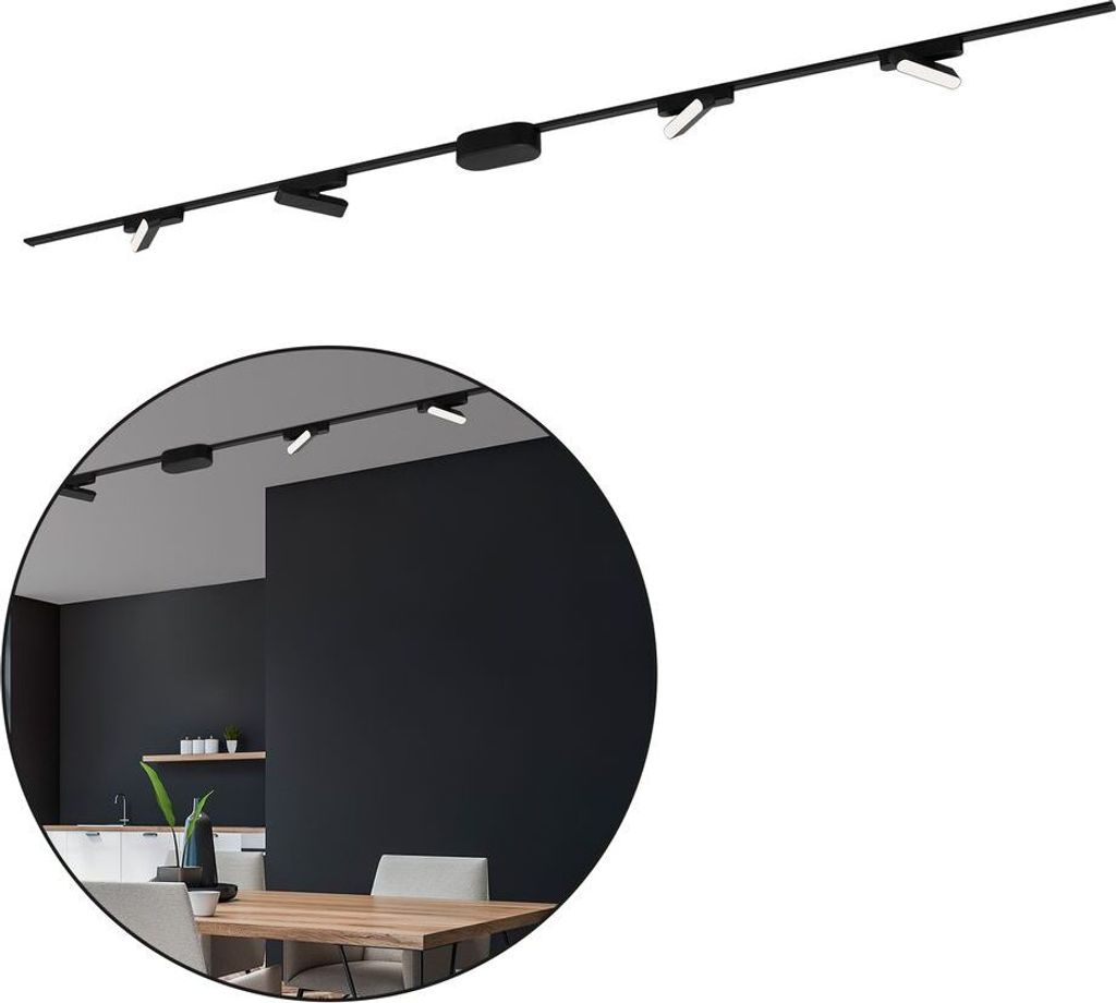 Briloner Luxtrail Schienensystem, Komplettset, 8x LED Spots, Schwenkbar, U-Form / Z-Form, Schwarz, 5 m