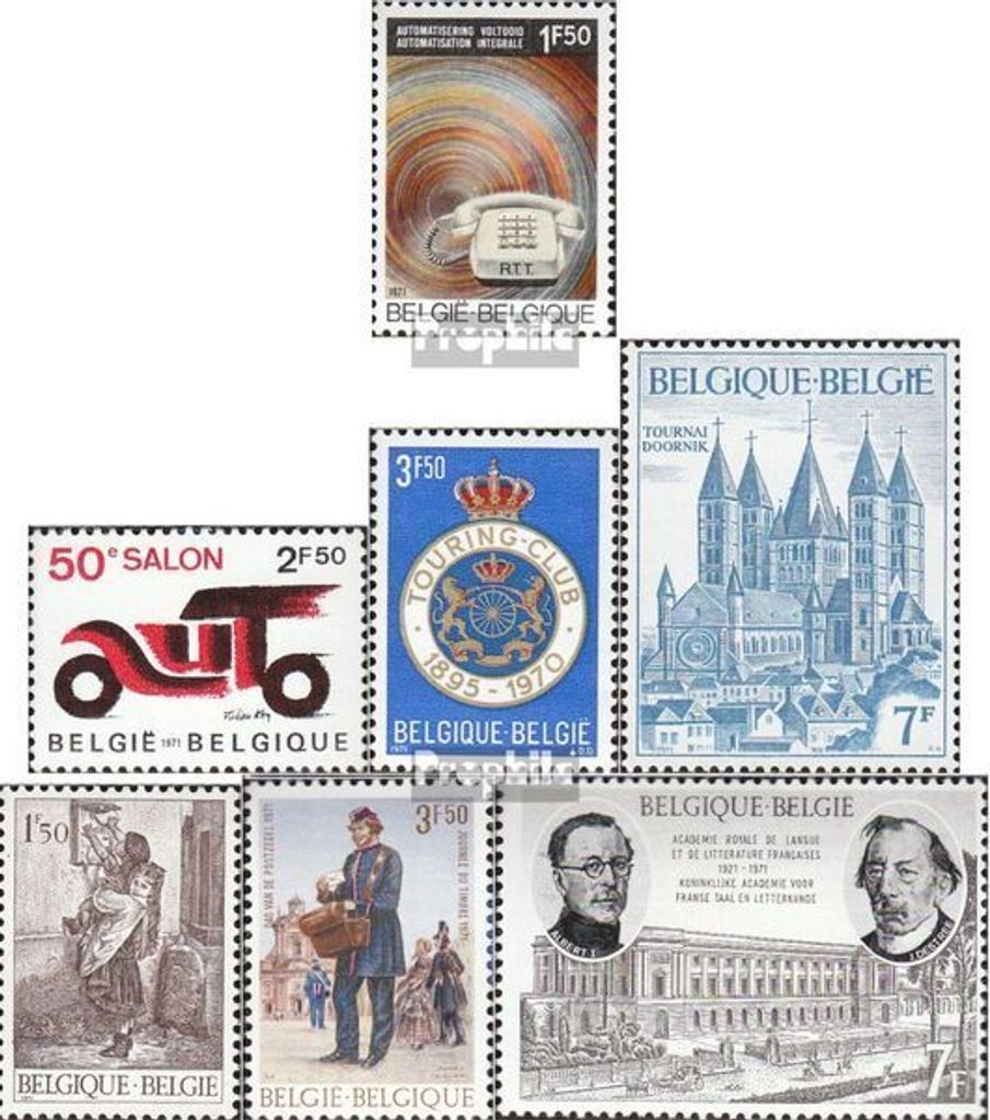 Briefmarken Belgien 1971 Mi 1624,1625,1626,1627, 1628,1631,1632 (kompl.Ausg.) postfrisch Telefonnetz