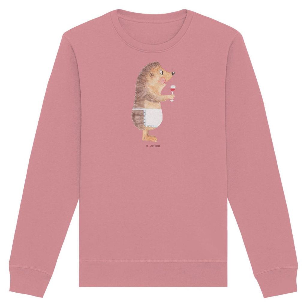 Mr. & Mrs. Panda Baumwoll Sweatshirt Igel Wein Größe XS - Canyon Pink - Geschenk, Deko, Weinglas, Sweater, Lustige Sprüche, Bio Pullover, Weißw...