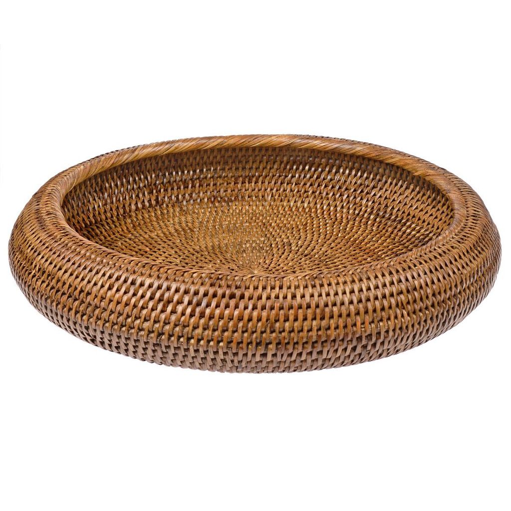 Rattan Schale Groß Rund Ø 42 cm - Handgefertigte Dekoschale / Ablageschale aus geflochtenem Rattan