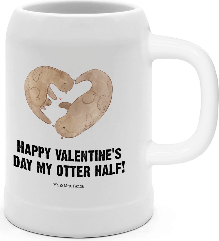 Mr. & Mrs. Panda Krug Otter Valentine - Weiß - Geschenk, für Frauen, Hochzeitstag, Freundin, Männer, Tonkrug, Humpen, Seidel, Valentinstag, Jahr...