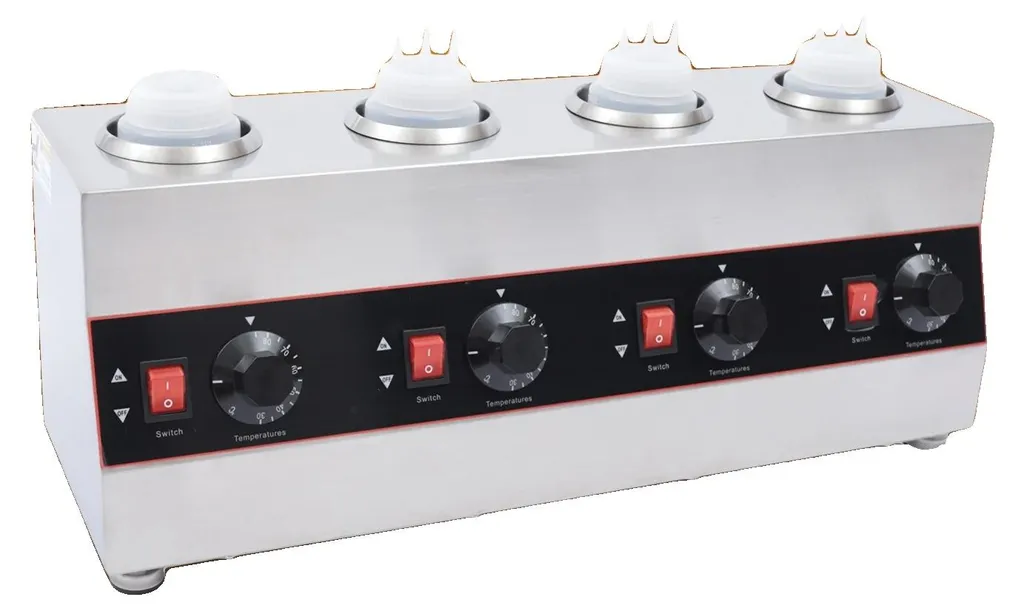 Chauffe-sauce électrique 640W en acier inox avec 4 bouteilles de 650ml