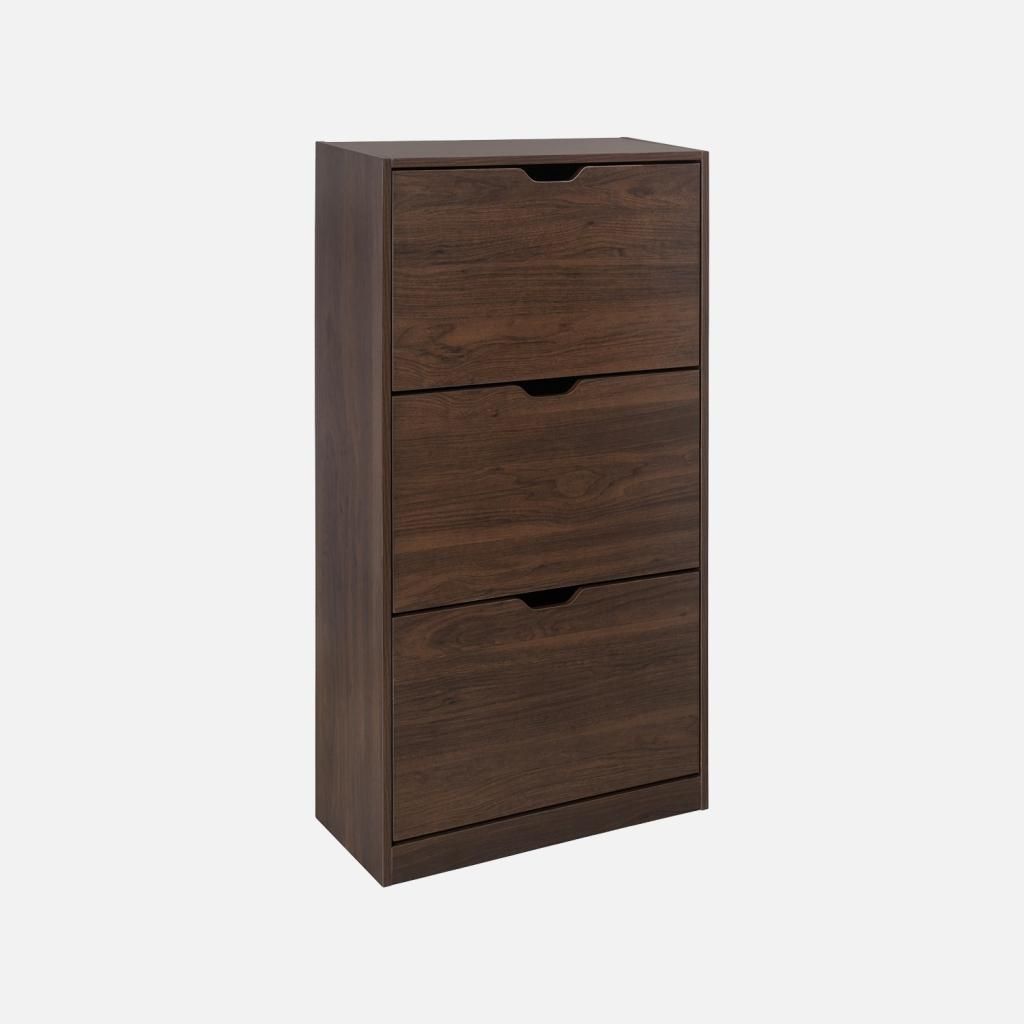 Scarpiera in legno, 3 ante, Noce Immagine del prodotto 