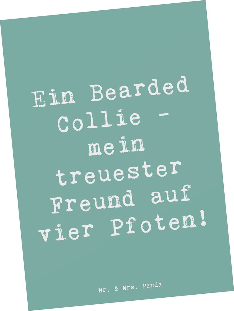 Mr. & Mrs. Panda Postkarte Spruch Bearded Collie Freund - Meeresbrise - Geschenk, bildkarte, kuscheln, Postkarten, Ansichtskarte, Hunderassen Eigen...