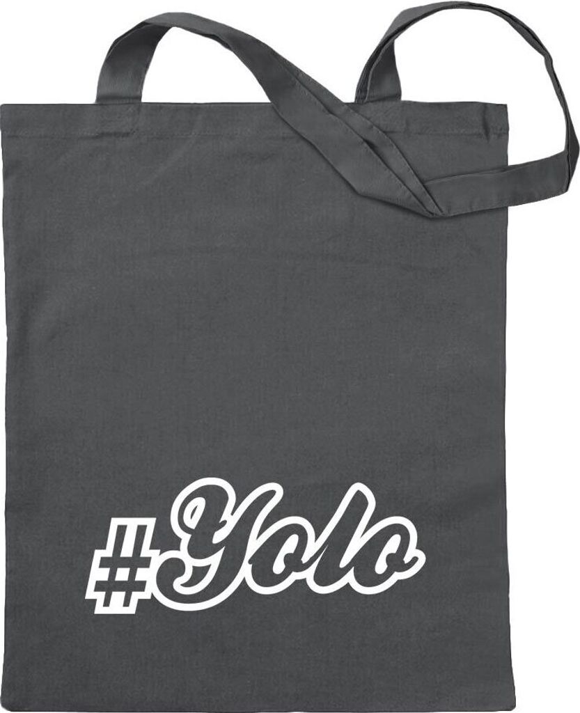 Kiwistar - Baumwolltasche - stahlgrau - Yolo - You only live once - Tragetasche Stoffbeutel Umhängetasche langer Henkel