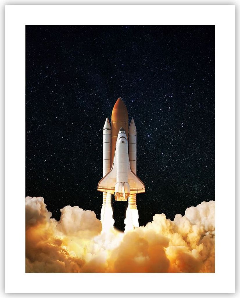 Poster - Poster ohne Rahmen - Abheben Rakete Kosmos - 40x50 cm - Wand Bild - Wanddeko - Wandbilder - Kunstposter - Wandposter - Bilder - Kunstdruck...