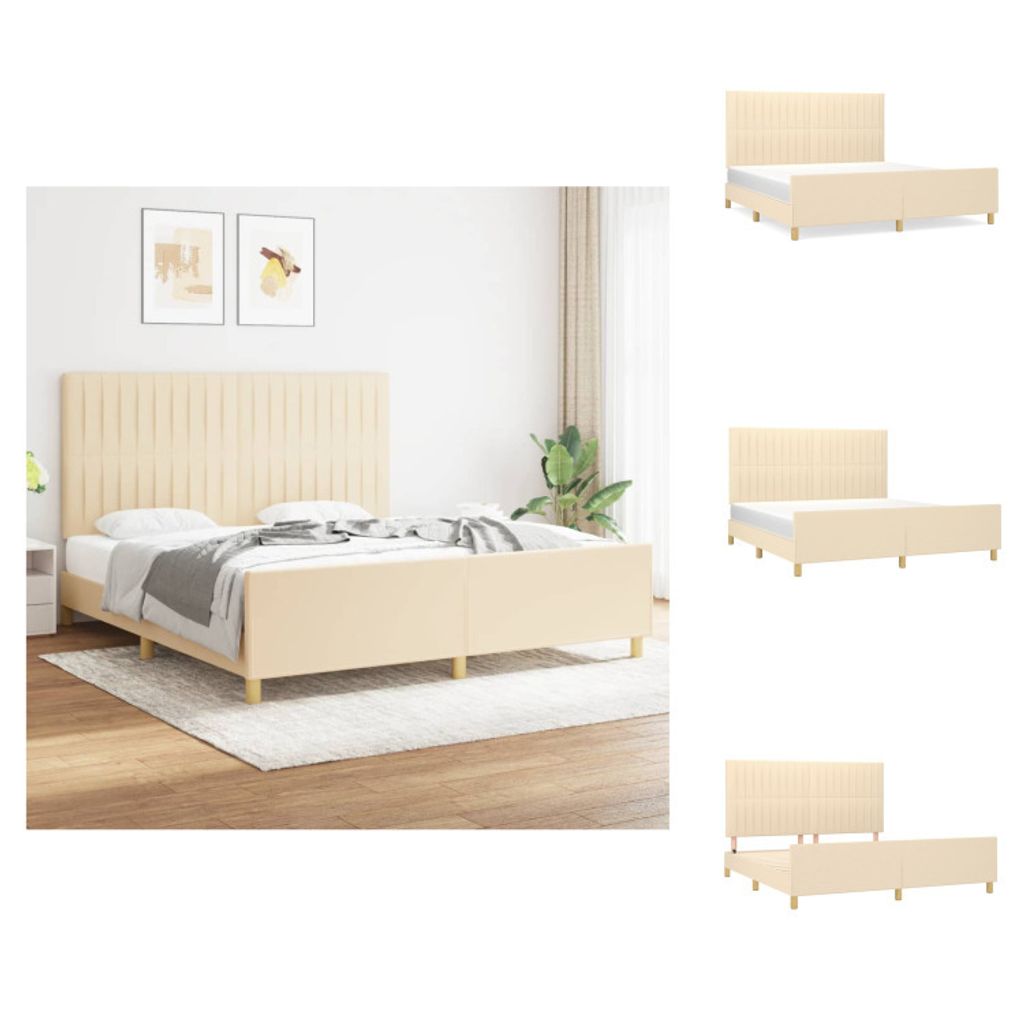 vidaXL Bettgestell mit Kopfteil Creme 180x200 cm Stoff - Betten & Bettgestelle