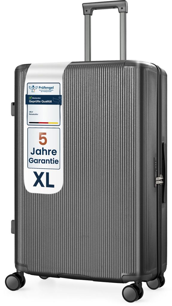 4FLY Hartschalen Reisekoffer 78 cm (103L) aus Polycarbonat – mit TSA-Schloss, 4 Spinner-Doppelrollen und Aluminium-Teleskopgriff, Aufgabegepäck