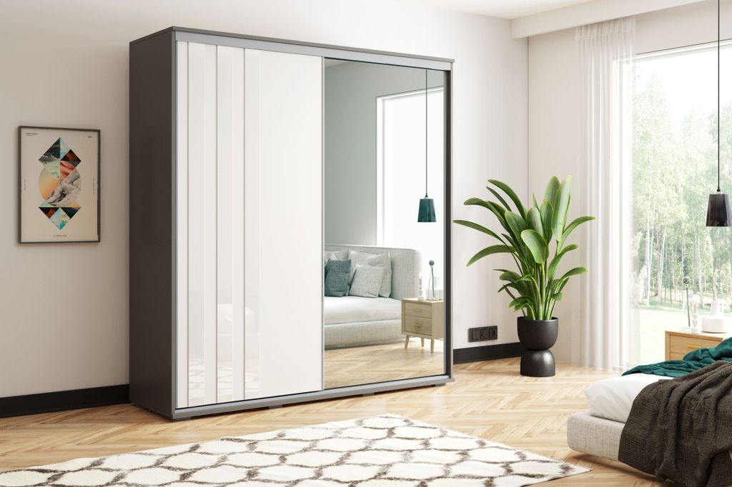 Zweitüriger Kleiderschrank 175/245 ELIANA – Graphit/Weiß