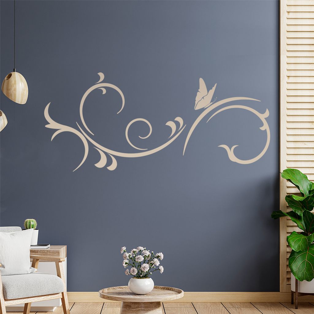 Schmetterling - Ornamente - Sommer Wandtattoo in 6 Größen - Wandaufkleber Wall Sticker - Dekoration, Küche, Wohnzimmer, Schlafzimmer, Badezimmer