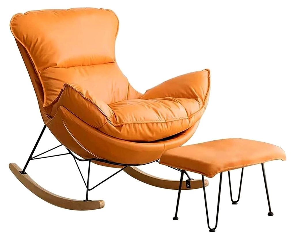 TINGMIAN Schaukelstuhl mit Fußhocker für Balkon und Wohnzimmer