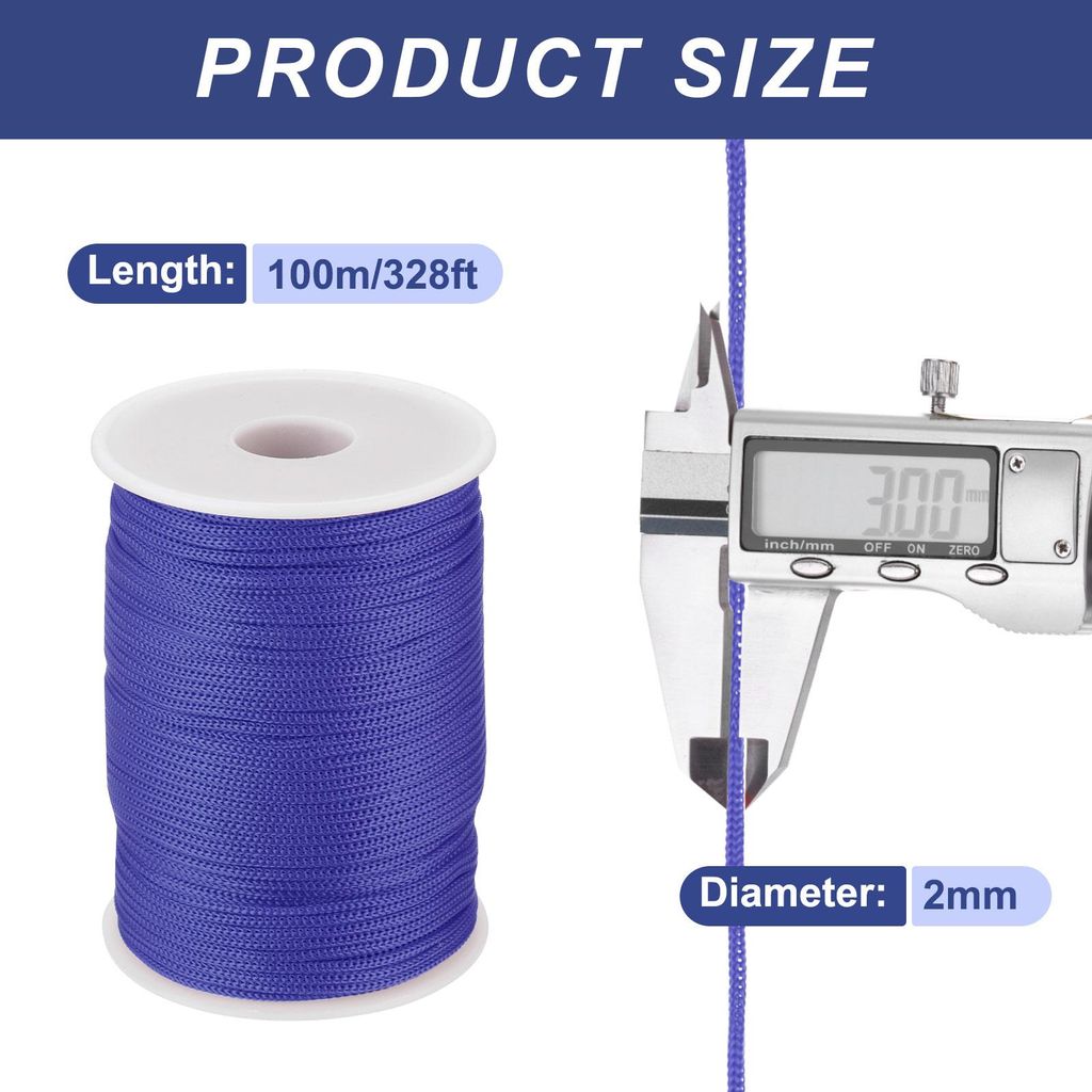 Polypropylen-Seil 2mm Polypropylenseil 10Om PP Flechtleine Textilseil Leine Nylonschnur Schnur Rei?feste Rope Kunststoffseil fš¹r W?scheleine Cam...