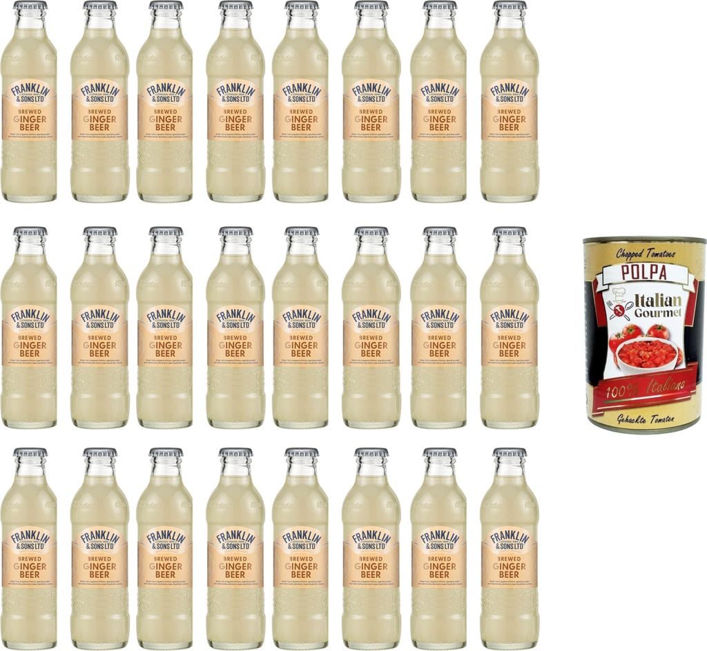 Franklin & Sons Ltd Brewed Ginger Beer 24x200ml+ Italian Gourmet polpa 400g