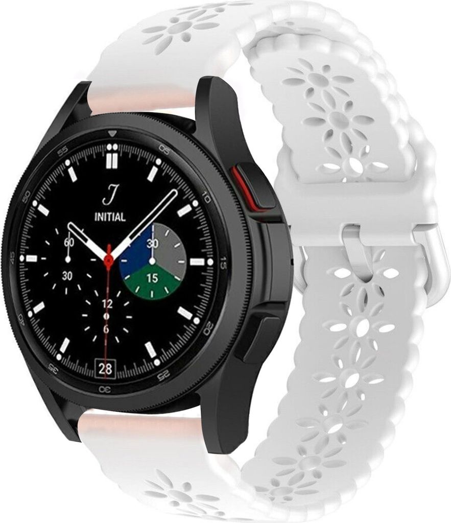 Strap-it Samsung Galaxy Watch 4 Classic 42mm Silikonarmband mit Muster (Weiß)