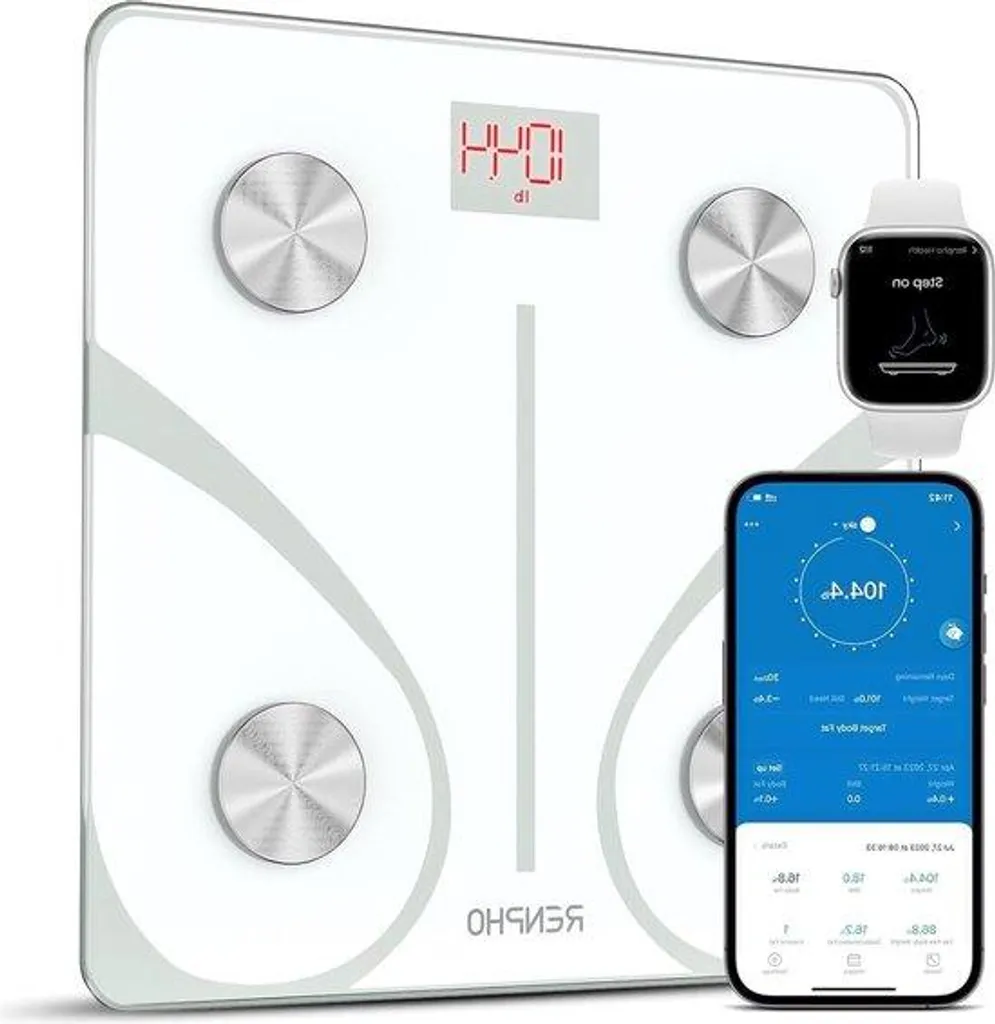 Pèse-personne Bluetooth numérique IMC et composition corporelle blanc