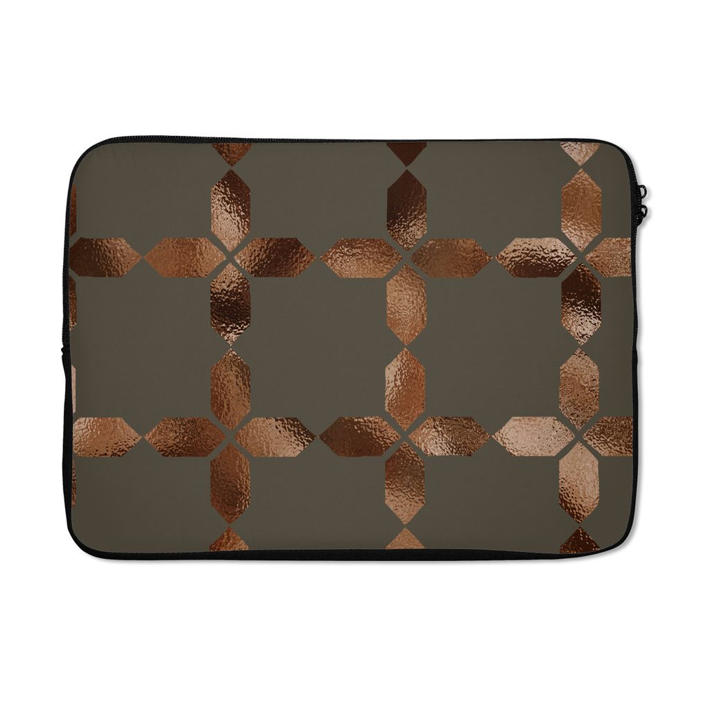 MuchoWow Laptop Hülle 13 Zoll Muster - Luxus - Bronze - Linie Laptoptasche - Laptophülle - Sleeve - Rundumschutz