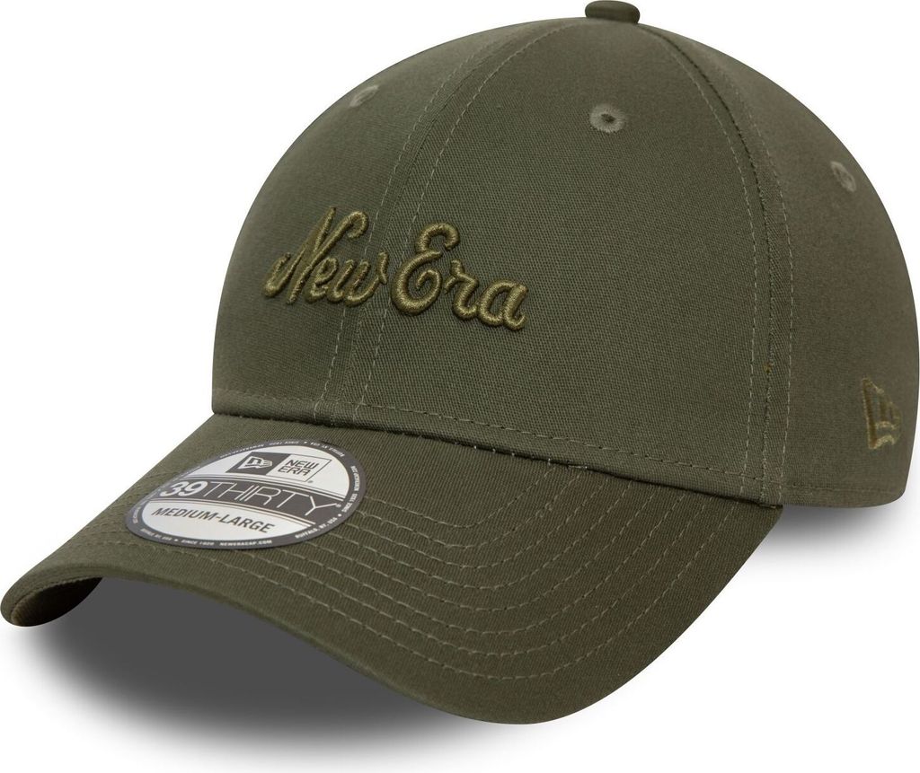 New Era 39Thirty Stretch Cap - BRAND SCRIPT oliv - S/M