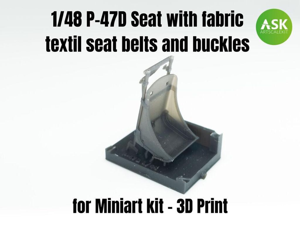 Art Scale Kit 200-A48009 - 1:48 P-47D Seat with fabric textil seat belts and buckles - Neu
