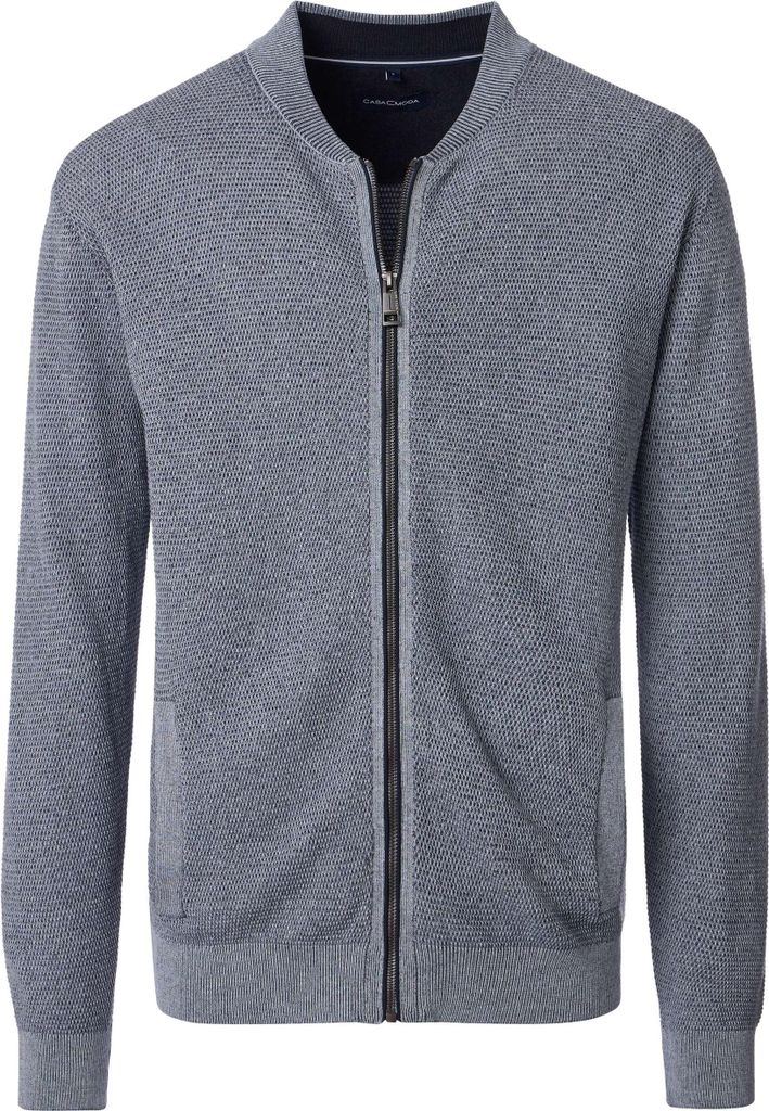 CASAMODA Herren Strickjacke Collegekragen Zipper Regular Blau M