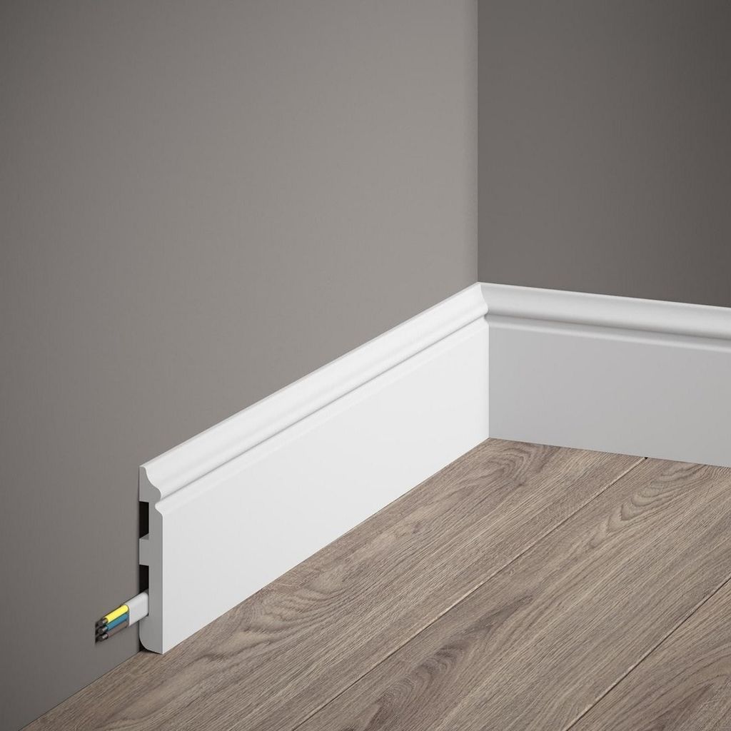 PROVISTON | Sockelleiste | 13 x 80 x 2000 mm | Satin Weiß | Fußleiste | Mit Kabelkanal | Klassisch | Hochwertig | Robust | Langlebig | 1 Stück
