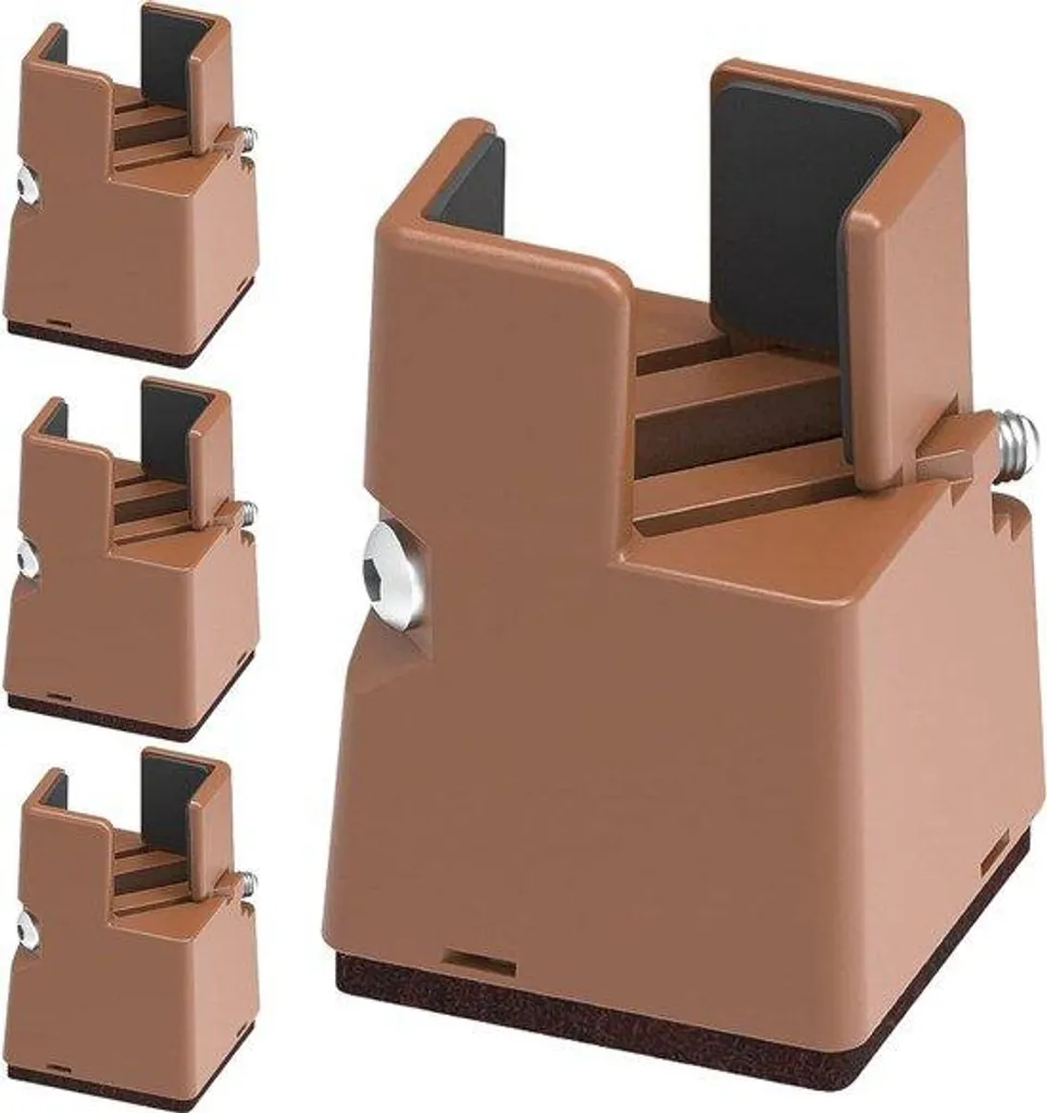 Pieds de meuble réglables carrés 2 pouces pour lit et banc - Lot de 4