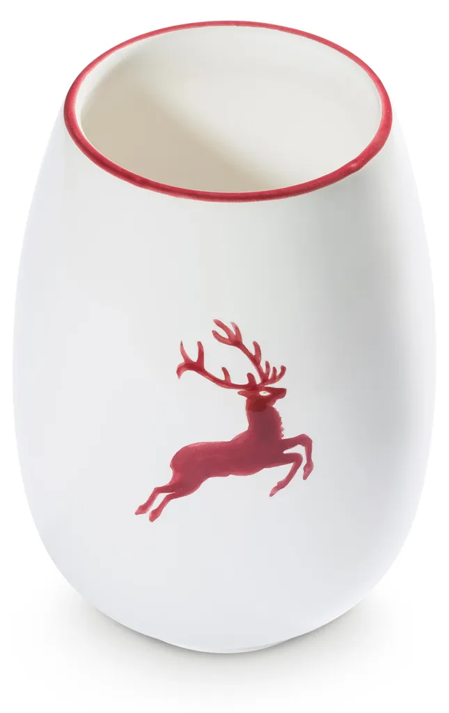 Vase stable et durable Cerf rouge bordeaux 15cm Gmundner Keramik luxe
