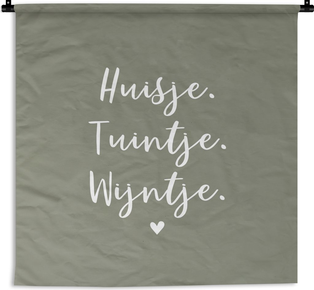 MuchoWow Wandteppich Wandbehang Text - Haus, Garten, Wein - Zu Hause - Zitate - Wein 120x120 cm Tapisserie Dekoration Wandtuch - Modern - Baumwol...
