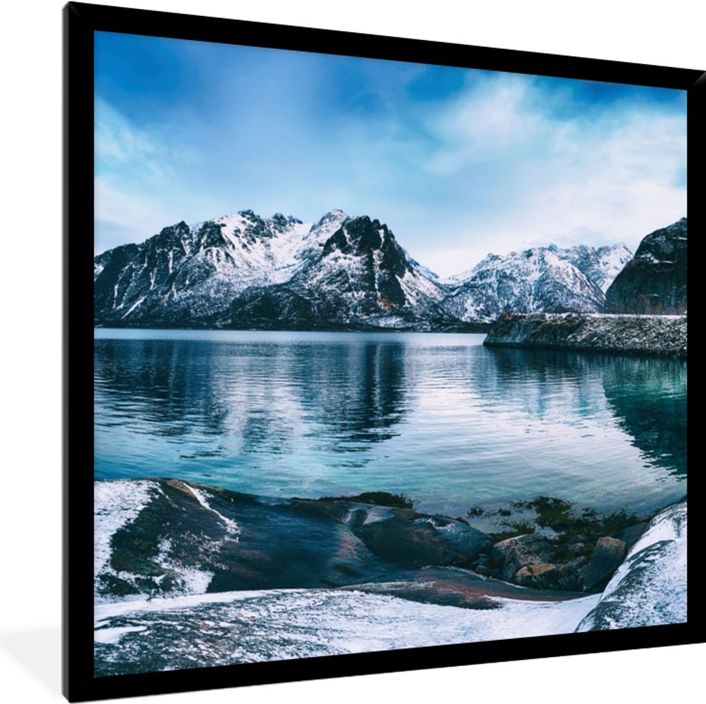 MuchoWow® Gerahmtes Poster Wasser - Berge - Natur 40x40 cm Produktbild 
