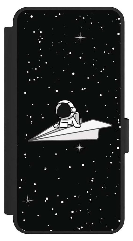 NIVOCASE Klapphülle für Samsung Galaxy S25 Edge Handyhülle aus Kunst Leder NIVOflip schwarz Astronaut Comic Papier