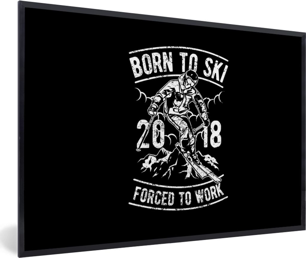 MuchoWow MuchoWow Gerahmtes Poster Ski - Berg - Retro 30x20 cm - Poster mit zchwarzem Bilderrahmen - Kunstdruck - Bild-Poster