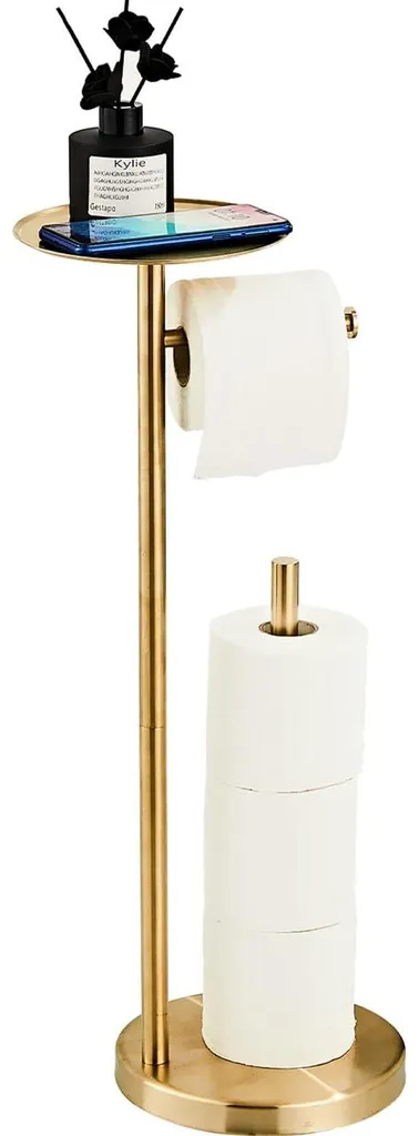 BA7783BG Porte-papier hygiénique doré en acier SUS 304 avec tablette