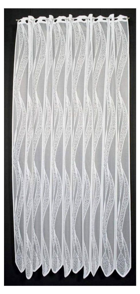 Scheibengardine Welle 180 cm hoch, ganz weiß - Breite wählbar in 11,5 cm Schritten - Meterware