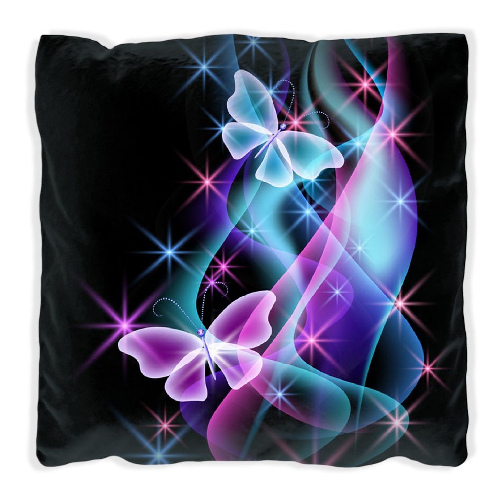 Wallario Premium Kissen, weiche Oberfläche, mit Motiv Schmetterlinge in bunten, strahlenden Farben, Größe: 60 x 60 cm, mit weißer Rückseite