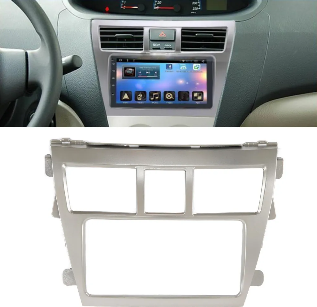 Kit Installation Autoradio 2Din Argent pour Toyota Vios Yaris Belta