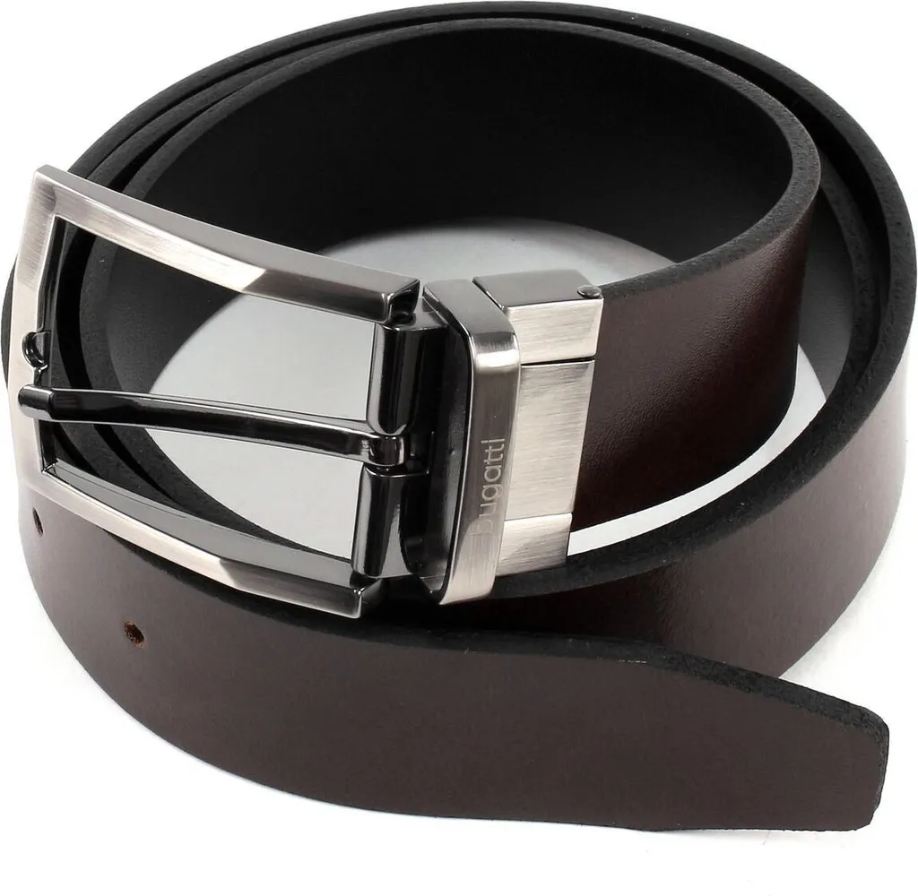Cintura bugatti Uomo Reversibile 3.5 W120 - Vera Pelle Nero Marrone