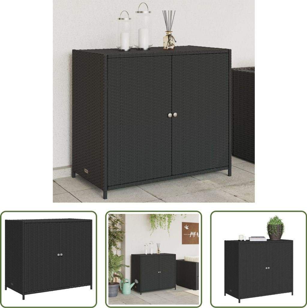 The Living Store Gartenschrank Schwarz 83x45x76 cm Poly Rattan