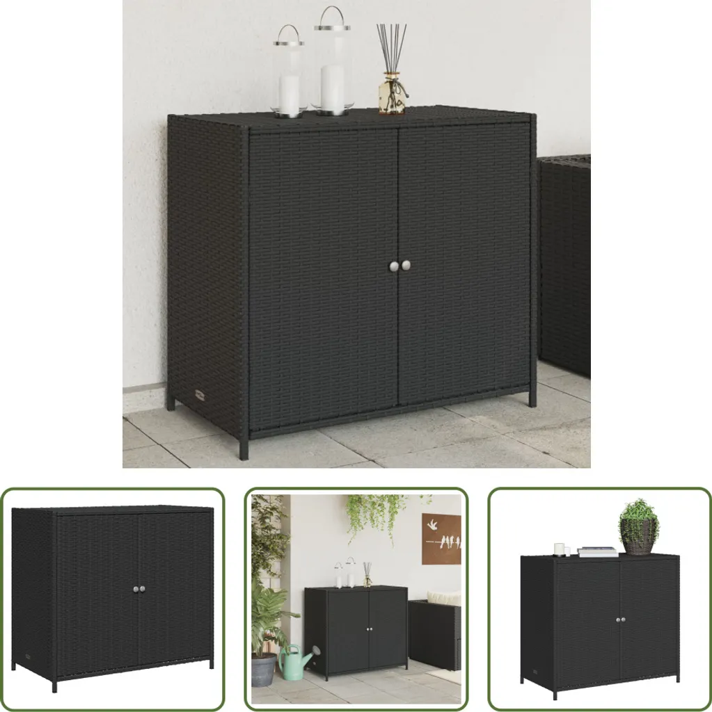 Armadietto Esterno Nero in Rattan Sintetico 83x45x76 cm | Offerta