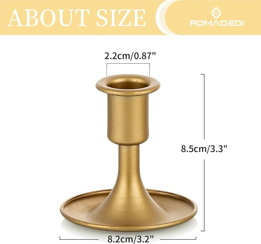 Set di 3 Portacandele in Metallo Dorato, Eleganti Supporti per