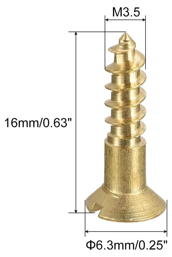 100 Stš¹ck Holzschrauben M3,5 x 16mm Flachkopf Blechschraube aus Messing mit Schlitz