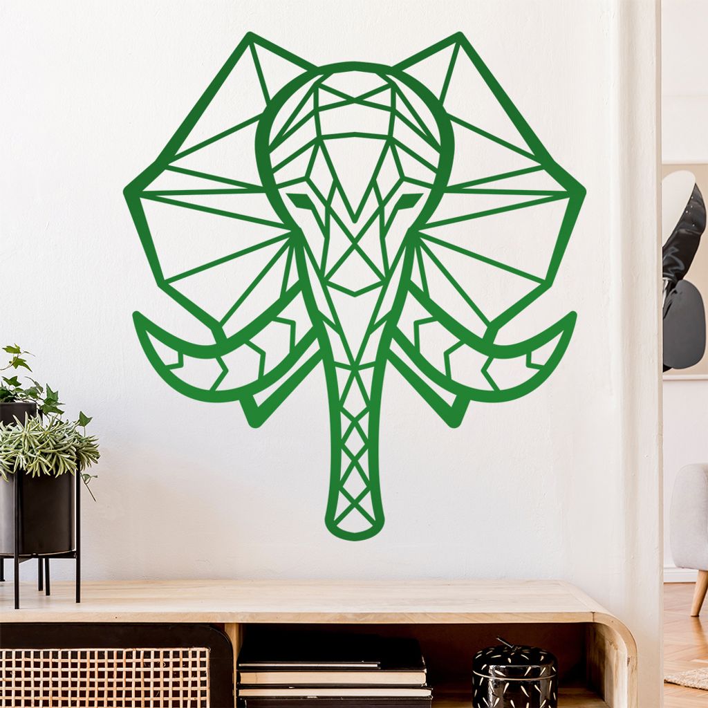 Elefant Rüssel Polygon Wandtattoo Wandaufkleber Wall Sticker - Dekoration, Küche, Wohnzimmer, Schlafzimmer, Badezimmer