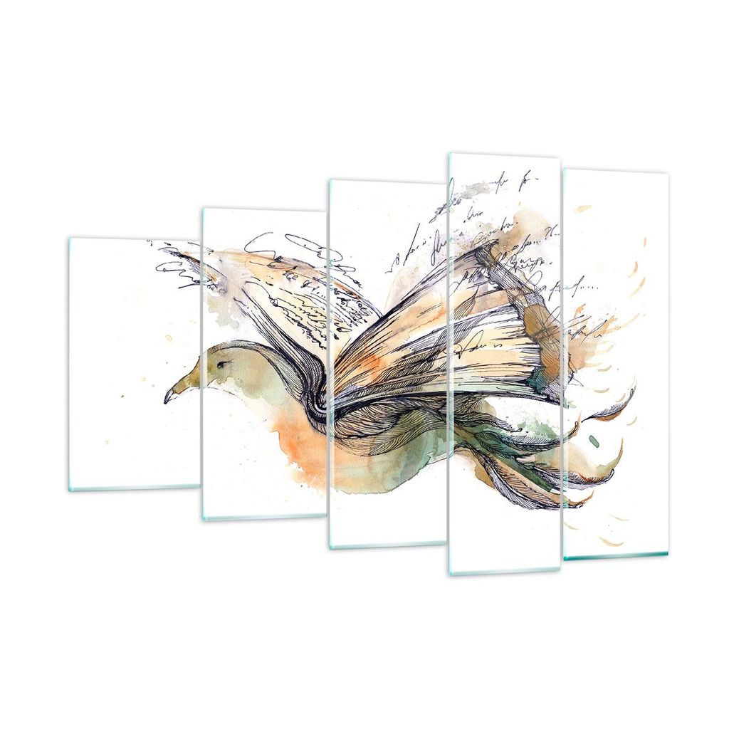 Bilder auf glas - Vogel Fantasie Konzept - 150x100cm - Glasbilder - Wandbilder - Kunstdruck - zum Aufhängen bereit - Wanddekoration aus Glas - Gla...