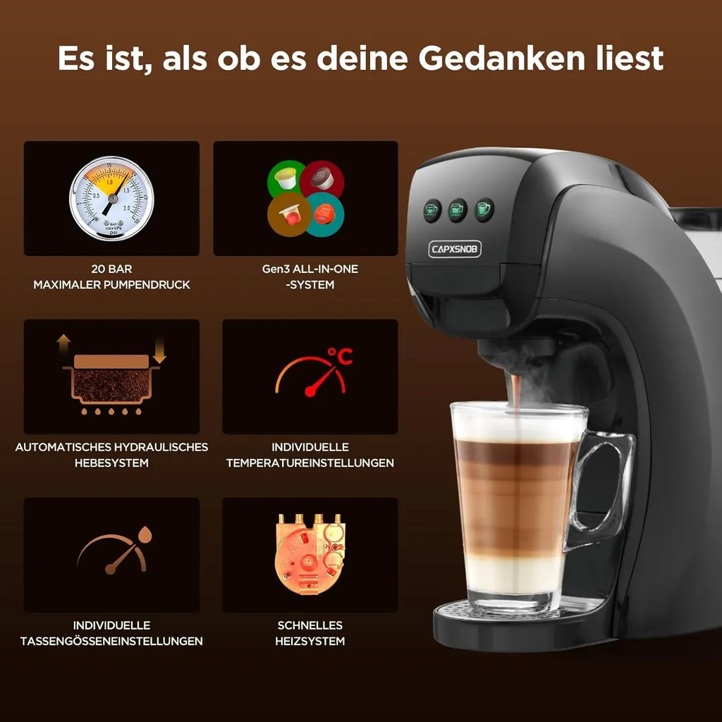 Machine à café compacte 5 en 1 idéale pour bureau et petits espaces 5en1 - 3