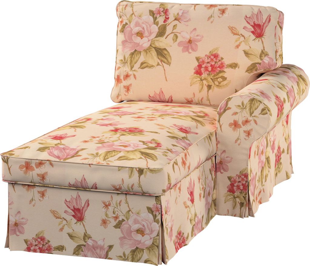 Dekoria Bezug für Ektorp Récamiere rechts, creme-rosa, Sofahusse für Ektorp Recamiere rechts