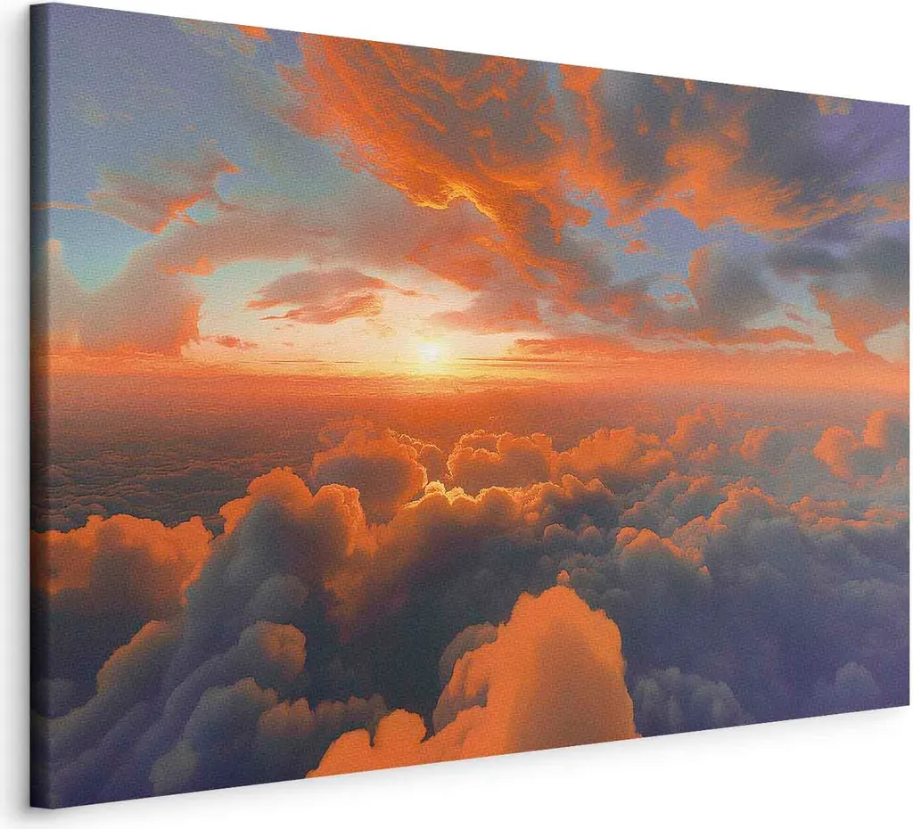 Quadro Moderno Alba Sulle Nuvole 120x80 - Stampa su Tela Fliselina