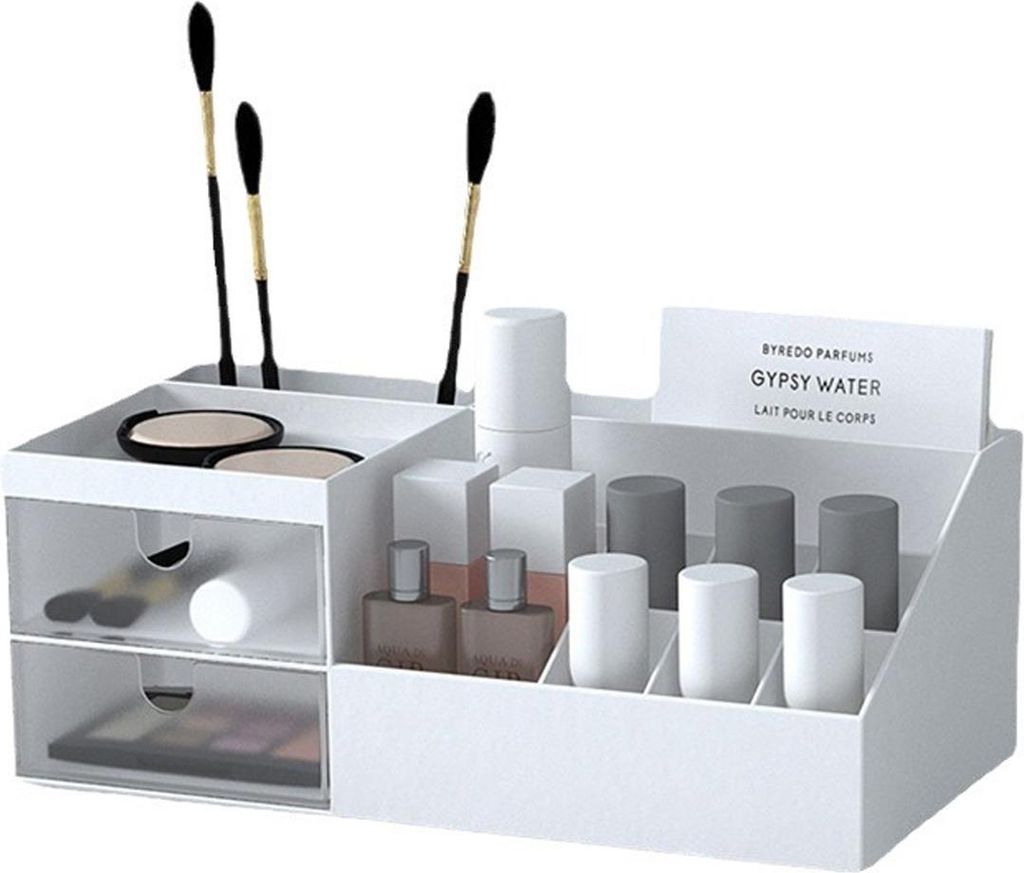 Multifunktionale Aufbewahrungsbox für Kosmetika – großes Fassungsvermögen mit unterteilten Fächern für Schmuck, Lippenstift, Hautpflegeprodu...