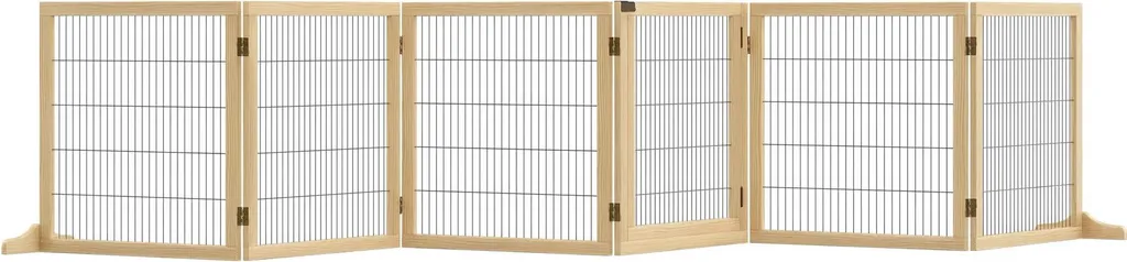 Barrière pour chien en bois pliable - Grille d'escalier 432x70cm marron