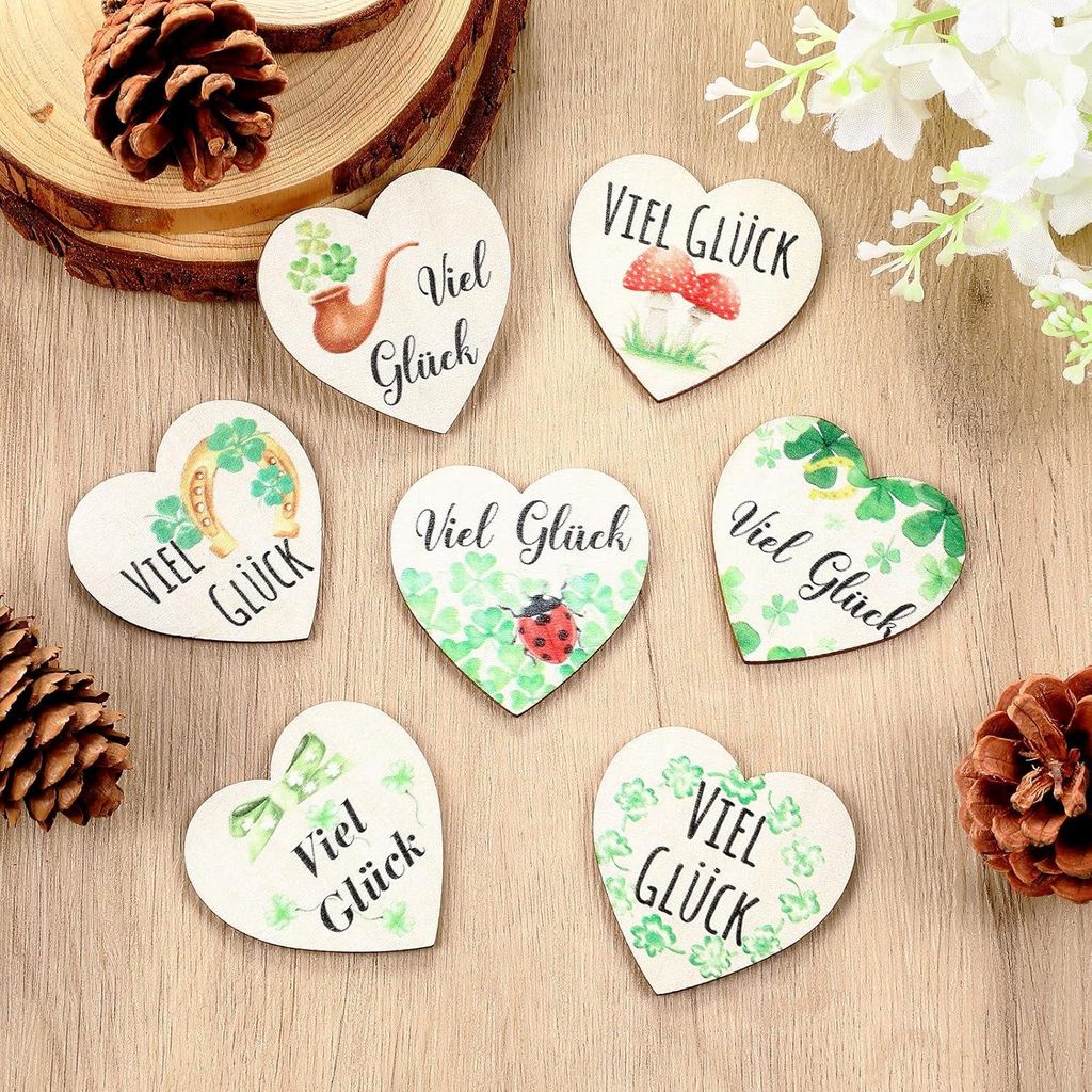 Ermutigungs-Geschenk-Münze Glücksbringer aus Holz mit inspirierenden Texten Tischdekoration motivierender Glücksbringer in Herzform für Kollege...
